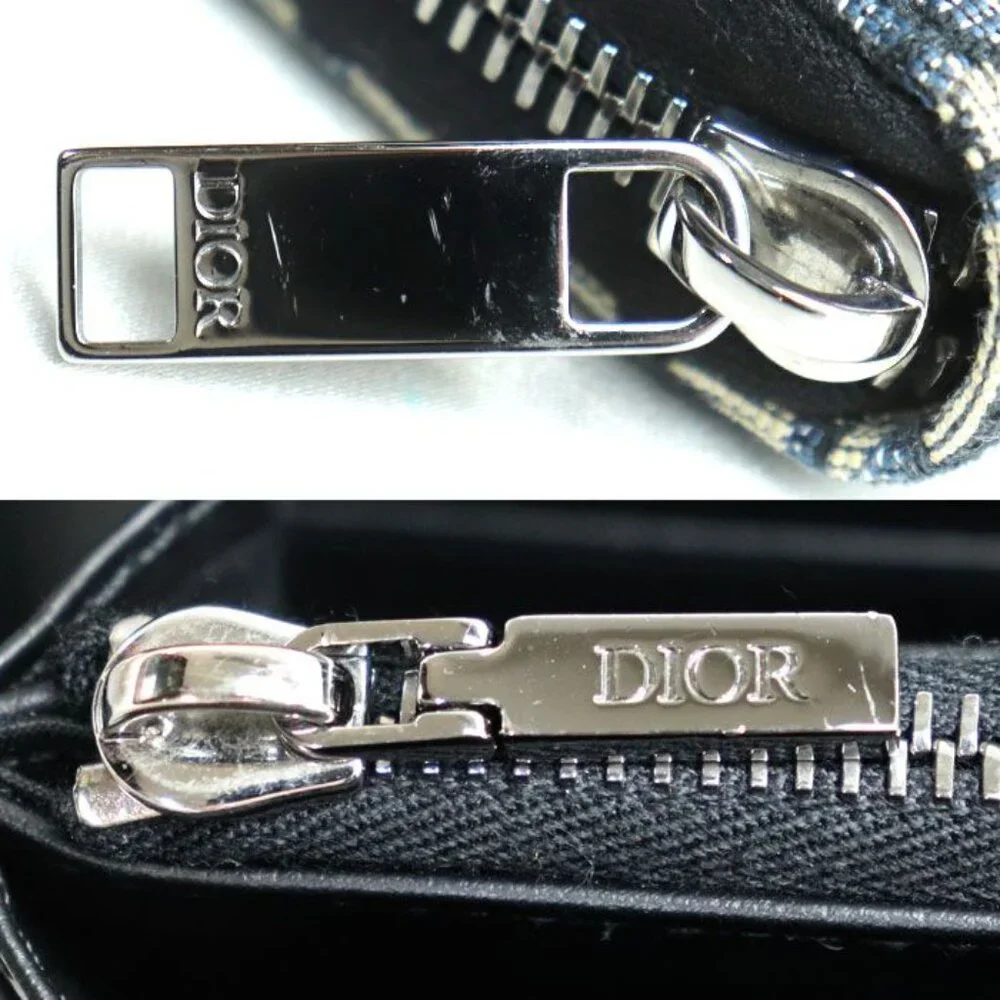 Dior Oblique Jacquard Long Zip Wallet Long Wallet Navy 2 Yks h05 E